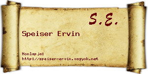 Speiser Ervin névjegykártya